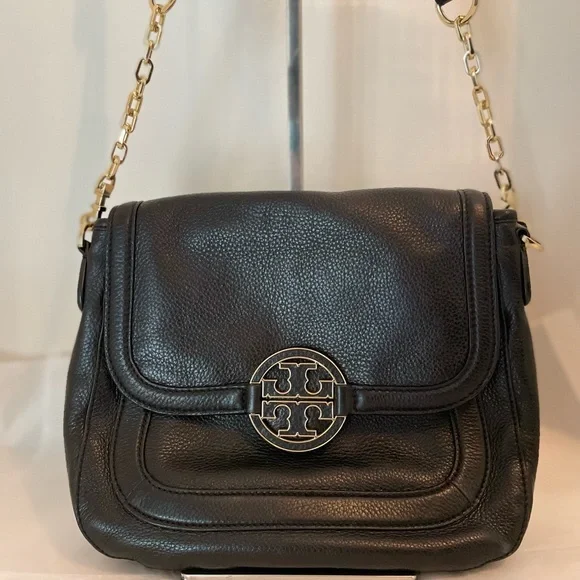 Tory Burch Black Leather Crossbody with Gold Chain - Picture 8 of 12